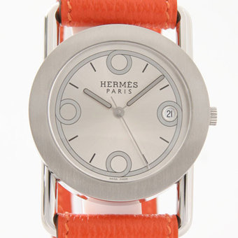 HERMES エルメス時計コピー バレニア BR1.710.220/OOMD1 ラウンド レザー オレンジ/シルバー ボーイズ